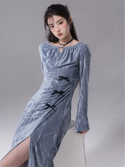 Velvet Gather Slit Robe