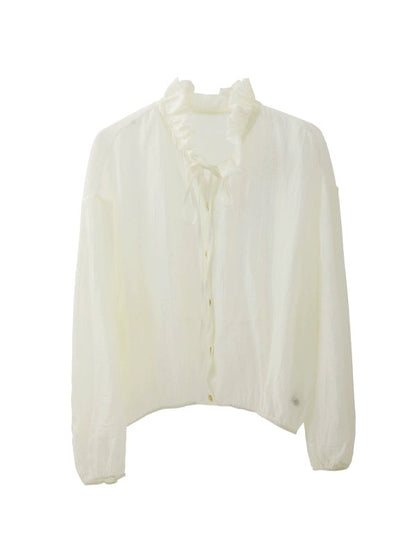 Fungus Gather Collar Tie See-through Shirt