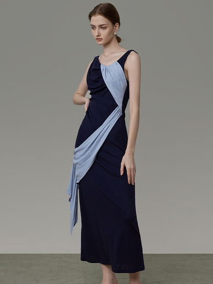 Contrast Color Stitching Sling Dress