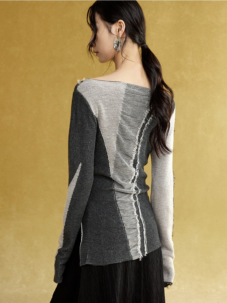 Flowing Jacquard Pullover Sweater