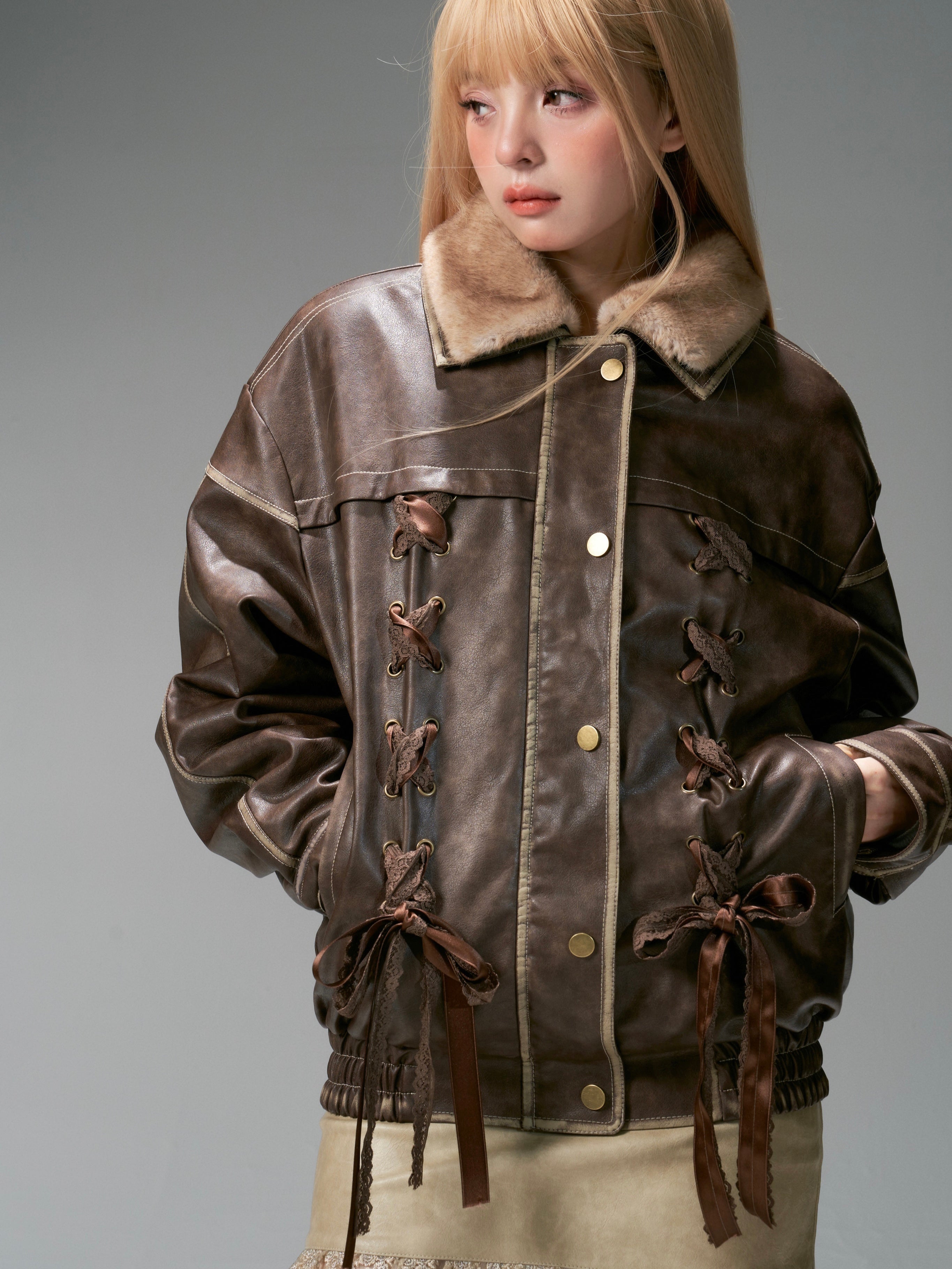 Lace Strap Washed Reversible Leather Jacket – ARCANA ARCHIVE