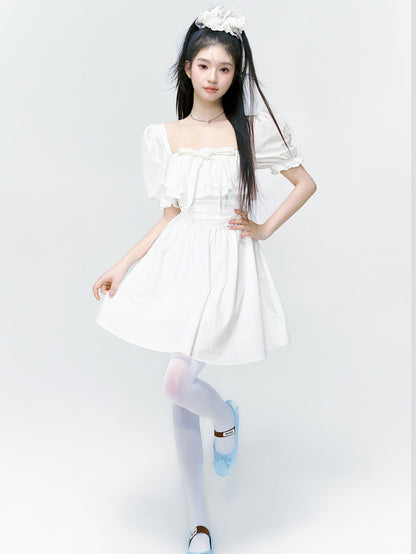 2Type Puff-SLEEVE FLUFFILY FRILL SWEET ONE-PIECE