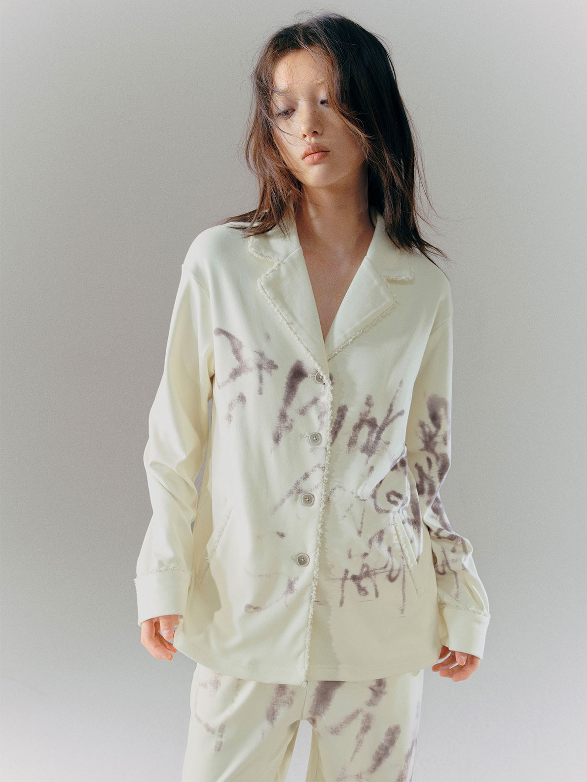 Velvet Warm Graffiti Print Pajamas