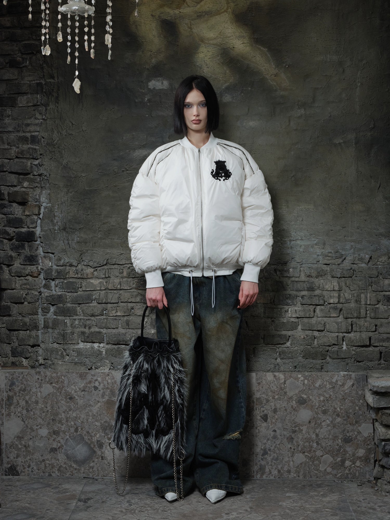 Large LOGO Fur Hooded Jacket