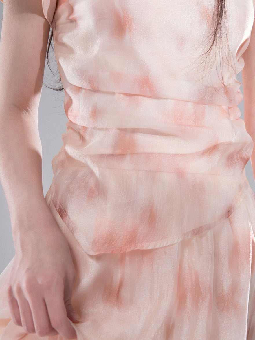 Smudged Gauze Top &amp; Switching Frill Skirt Set-up