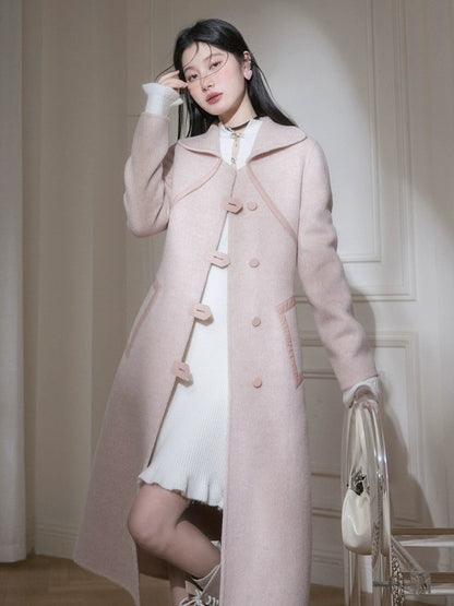 Waisted Slim Design Woolen Long Coat