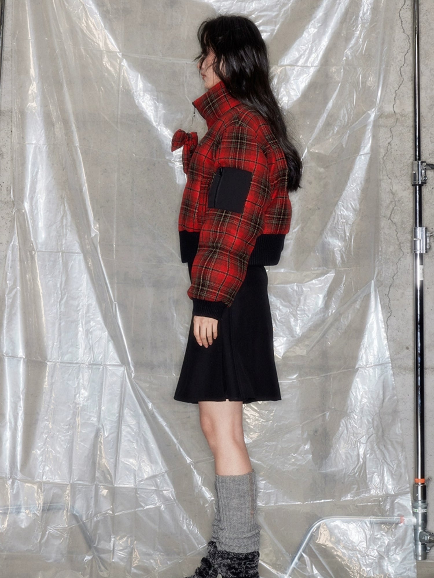 Veste courte réversible à plaid