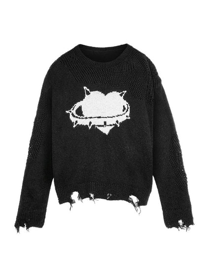 Hollow Love Jacquard Pullover Sweater