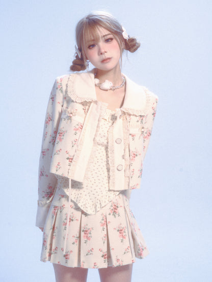 Doll Collar Lace Floral Jacket