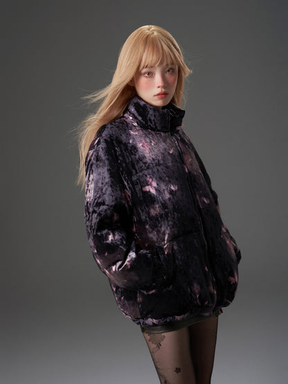 Smudged Velvet Butterfly Down Jacket