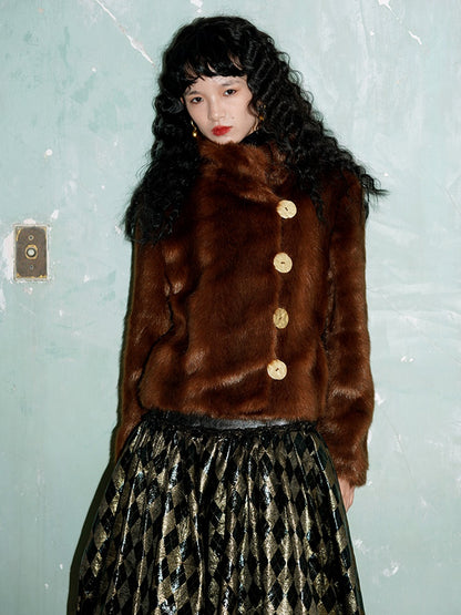 Solid Color Retro Loose Fur Jacket