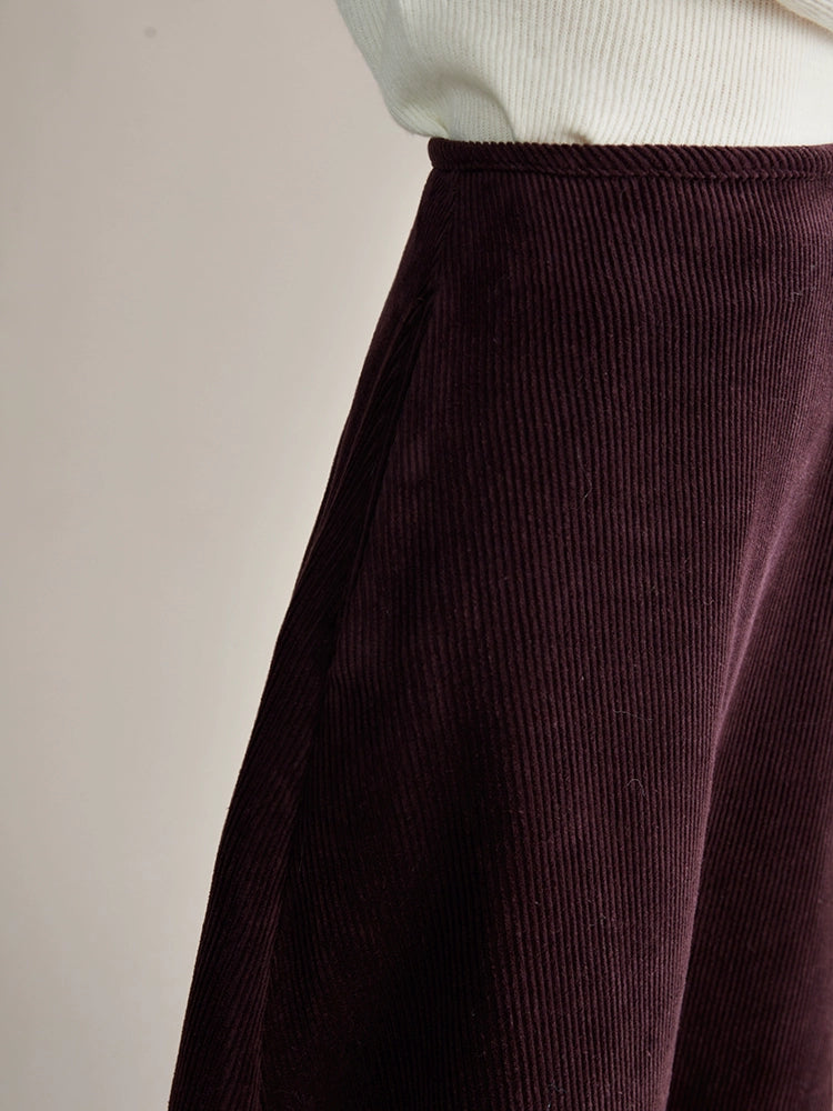 Retro Corduroy A-line Long Skirt