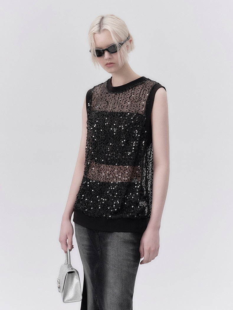 SEQUIN MESH BREATHABLE VEST