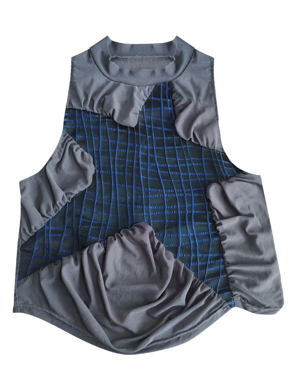 Mesh Pleated Stitching Vest