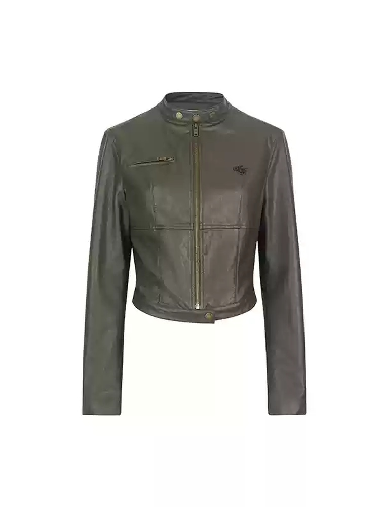 High-End Short Simple Retro Leathe-Jacket