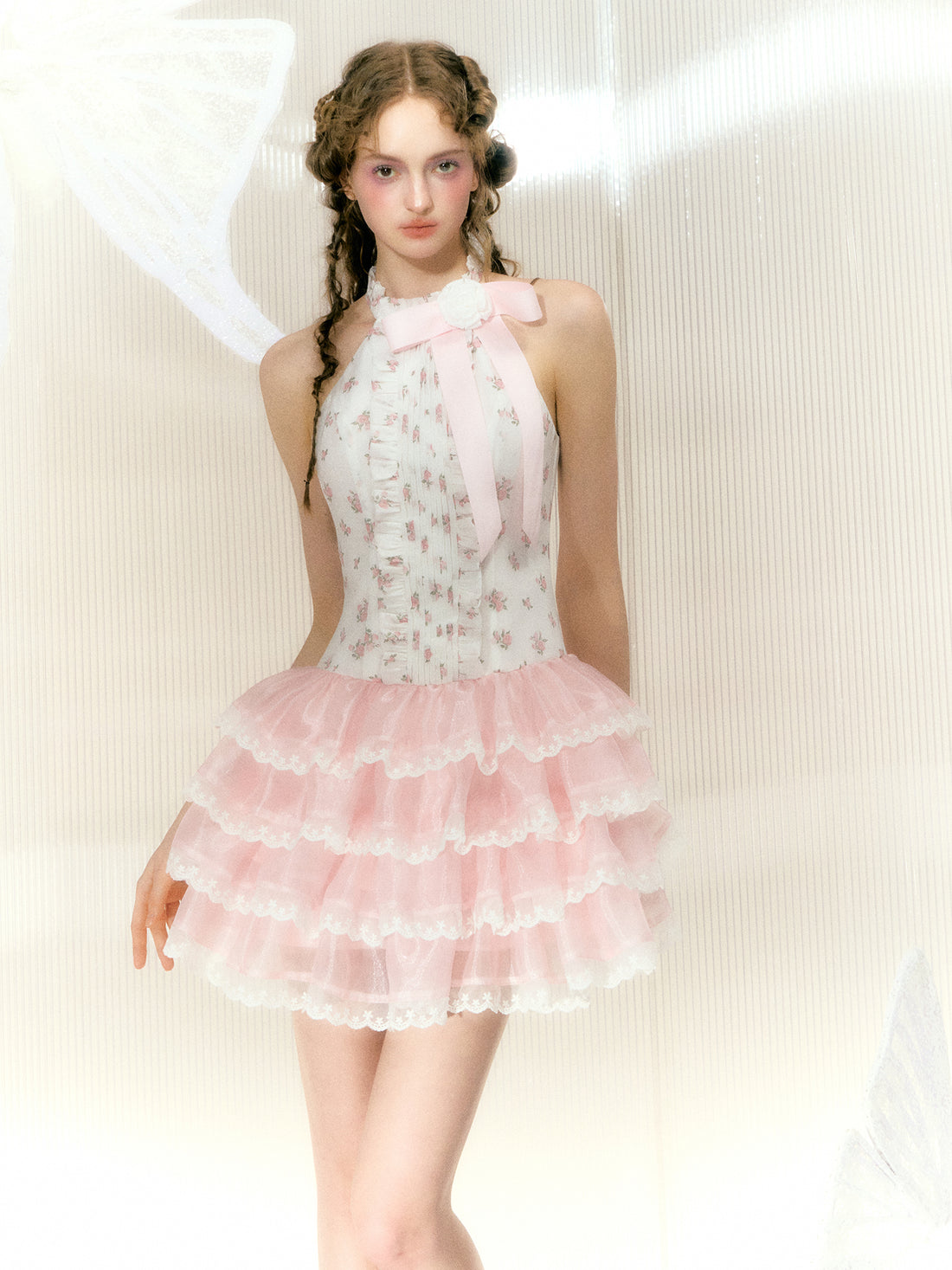 Floral Lace Sleeveless Princess Cake Dress