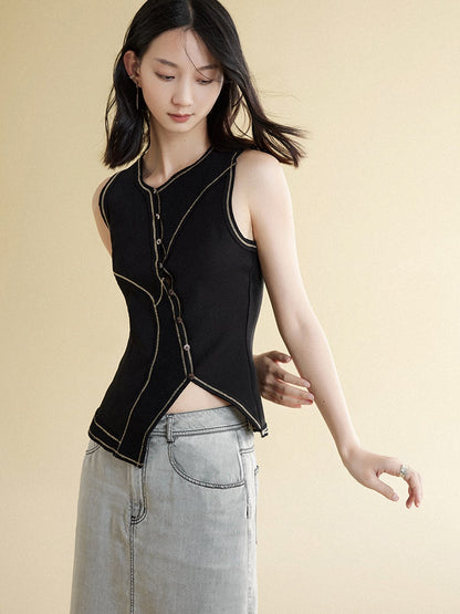 Bicolor Bumper Stitching Vest