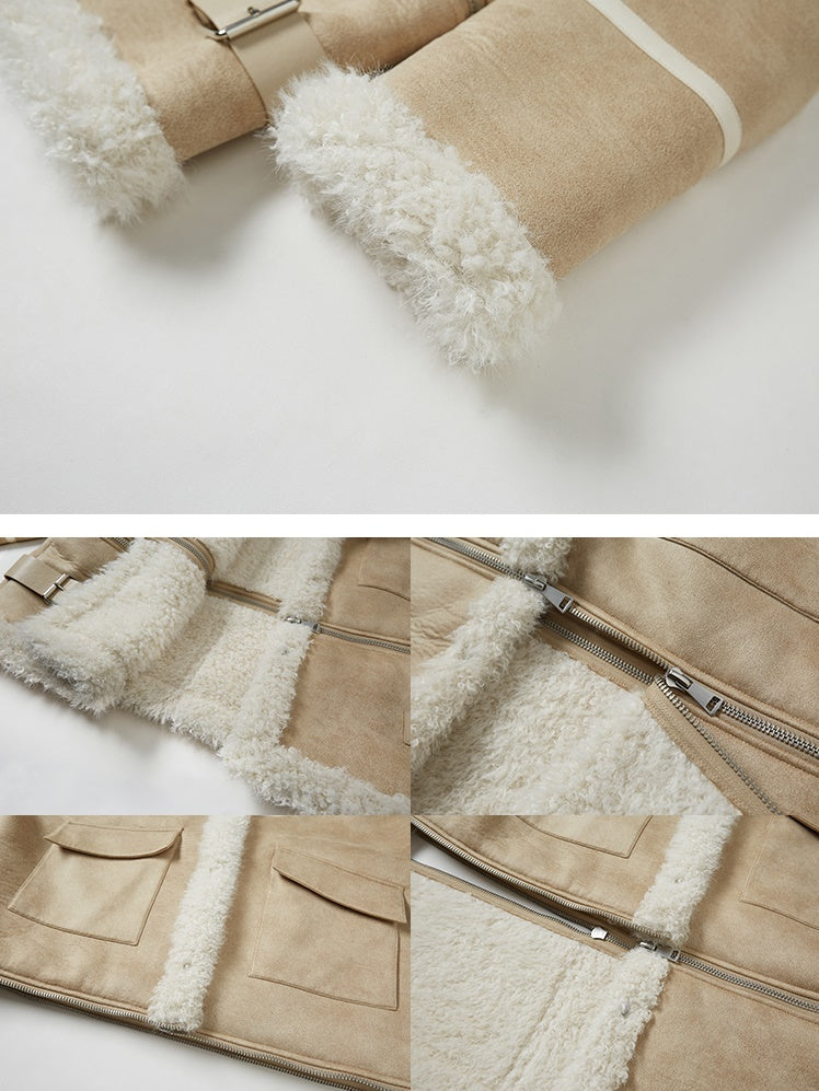 Detachable Large Lapel Plush Coat