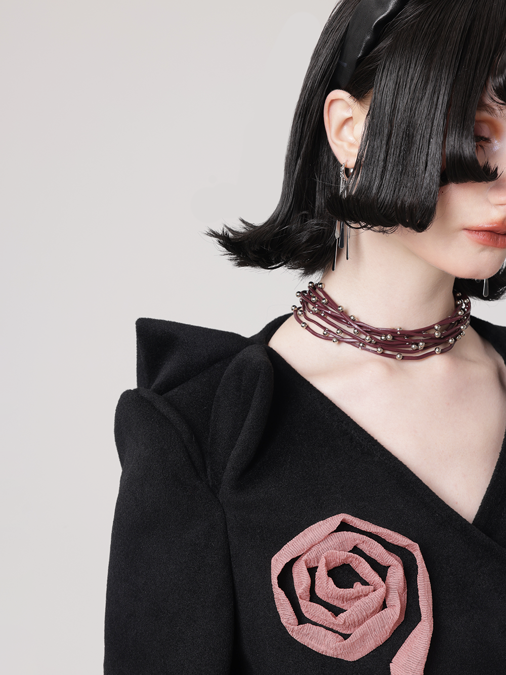 Rose Branch Asymmetric Three-dimensional Shoulder Jacket