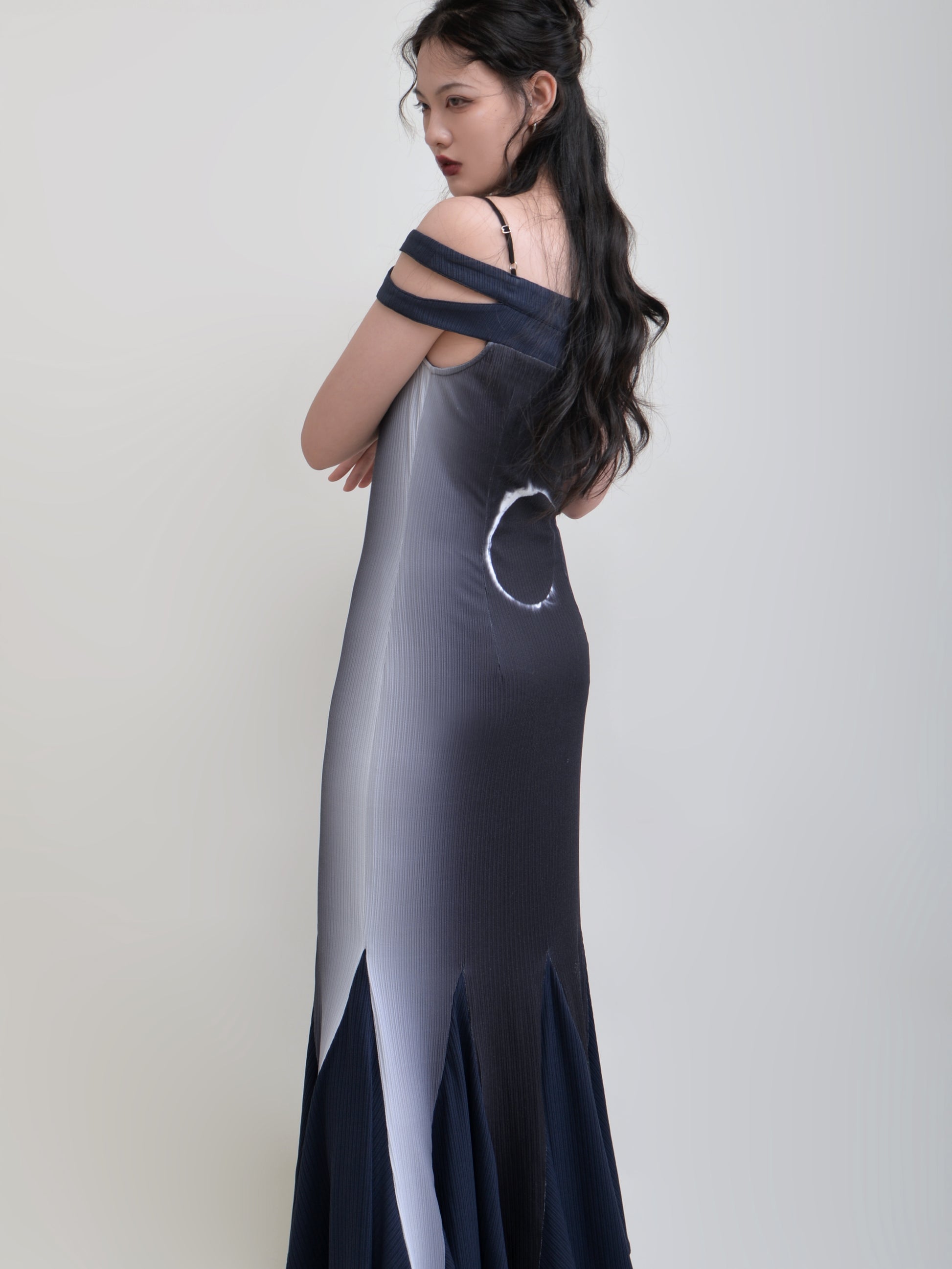 Gedruckte Nähte Hosenträger Elastic Mermaid Kleid