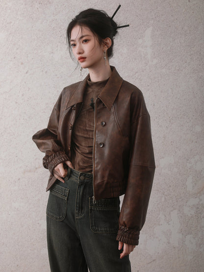 Retro Short Leather Jacket