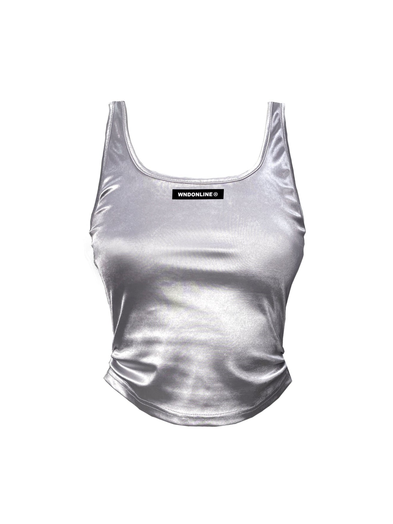 Shiny Wrinkled Stretch Short Tank Top