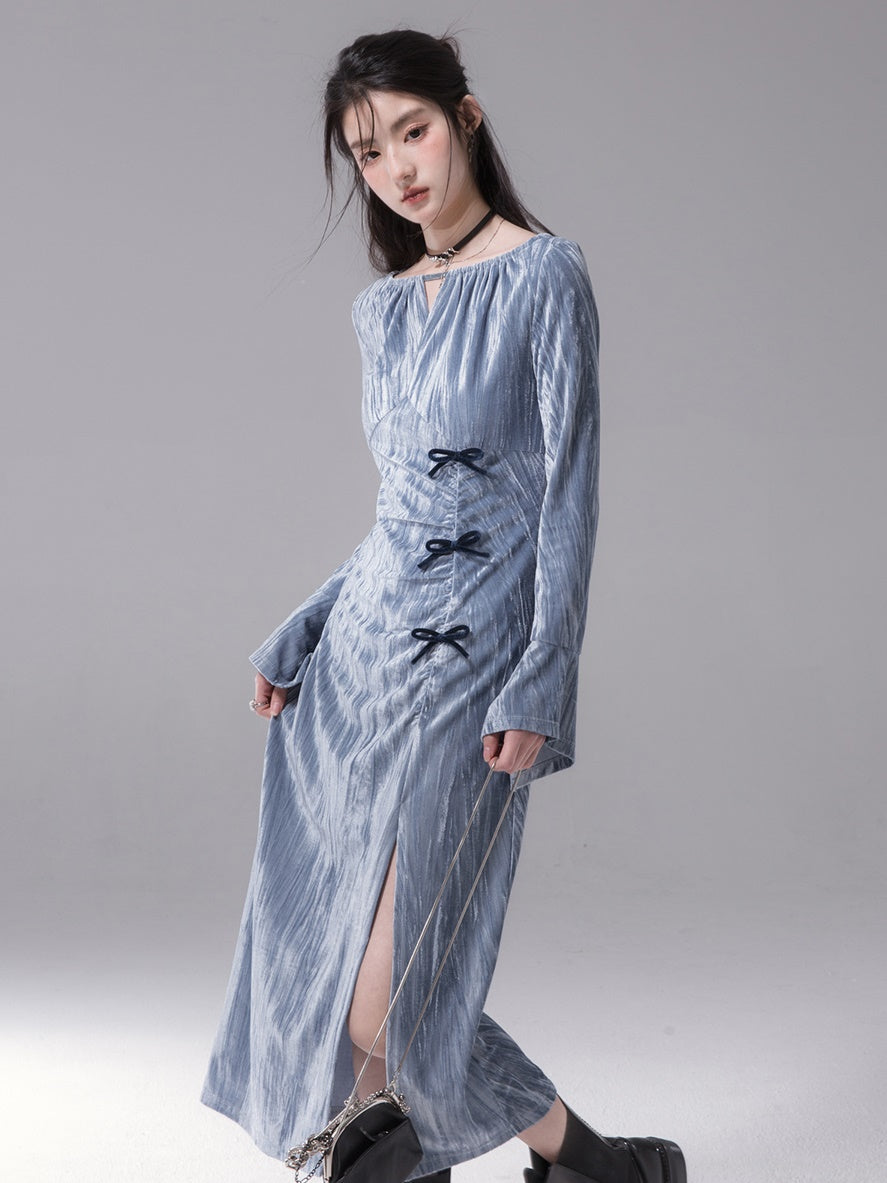 Velvet Gather Slit Robe