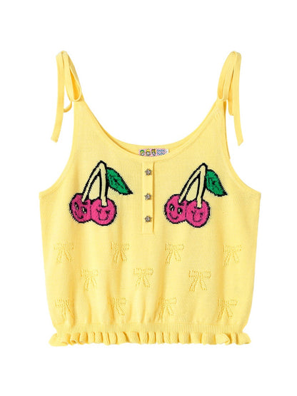 CHERRY KNITTED STRAP CAMISOLE