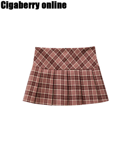 Coché Girly Box-pleats Retro Migine Mini-Skirt