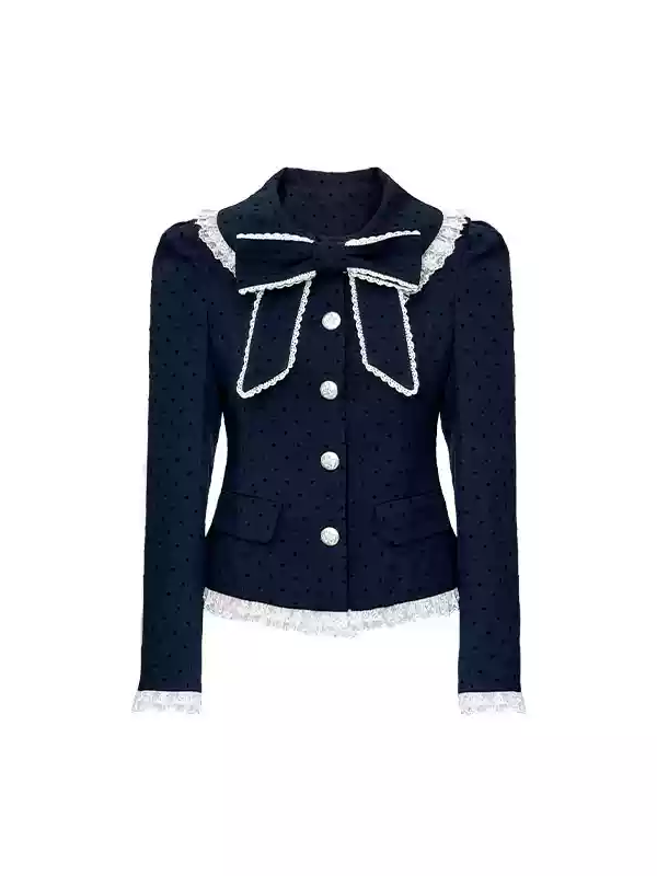 Set-Up Frill Lace Ribbon Sweet Girly Jacket＆Mini-Skirt