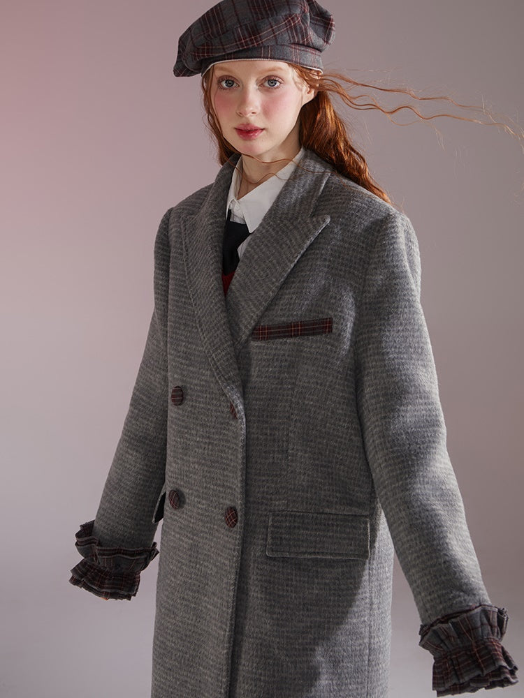 Frill Stitch Double-Breasted Quilted Coat