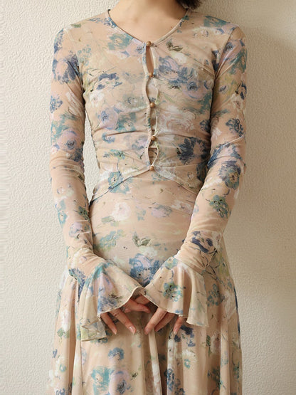 Cardigan de chemise à lumière florale