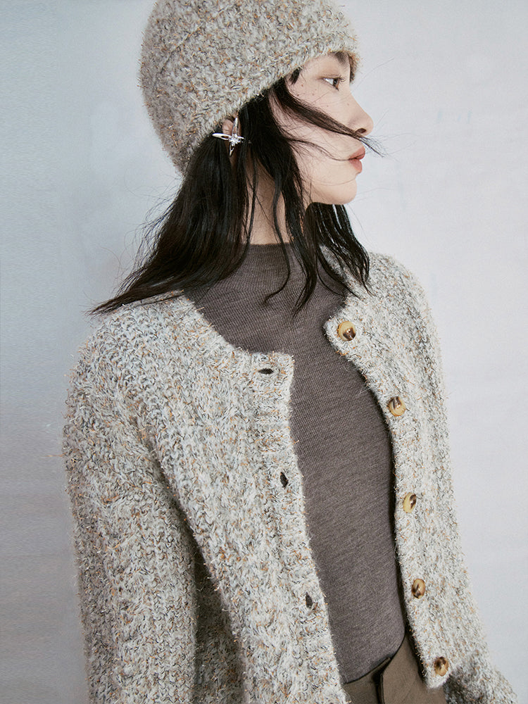 Round Neck Knitting Soft Cardigan