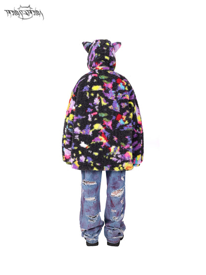 Rainbow Cat Ears Hooded BoA Loose Jacket