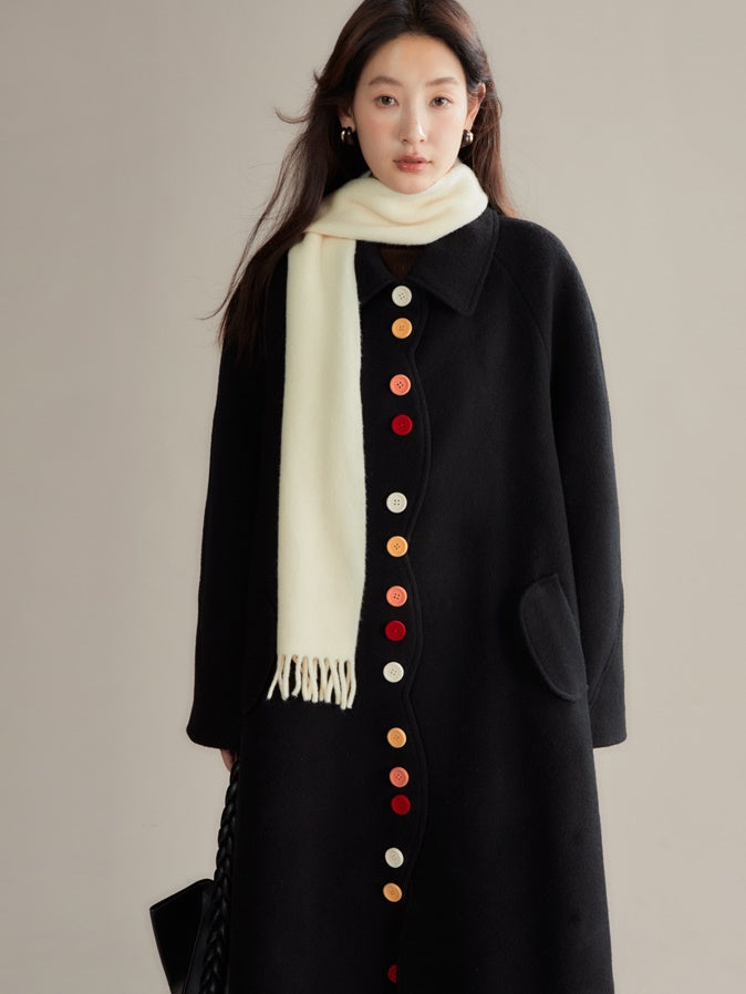 Candy Flocked Buckle Wave Cut Coat