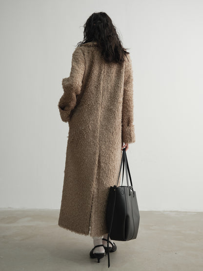 Faux manteau long en cuir PU en deux pièces épissé