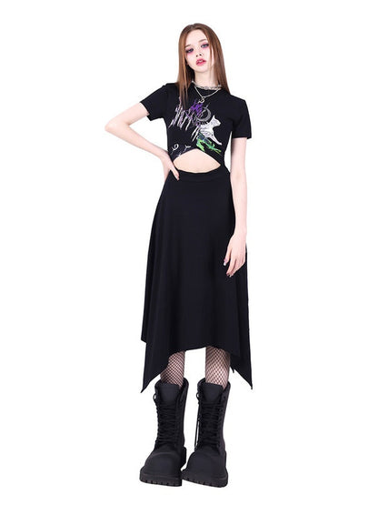 Hollow Irregular Hem One-piece