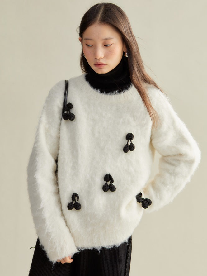 Cherry Motif Pullover Sweater