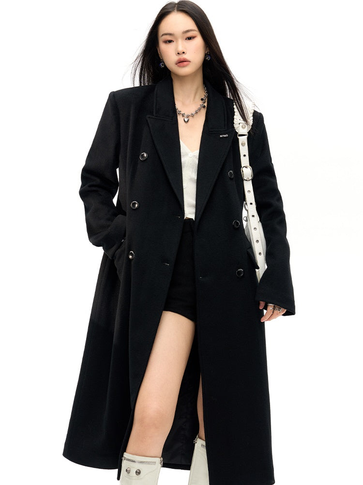 Slim Waist Double Blest Long Coat