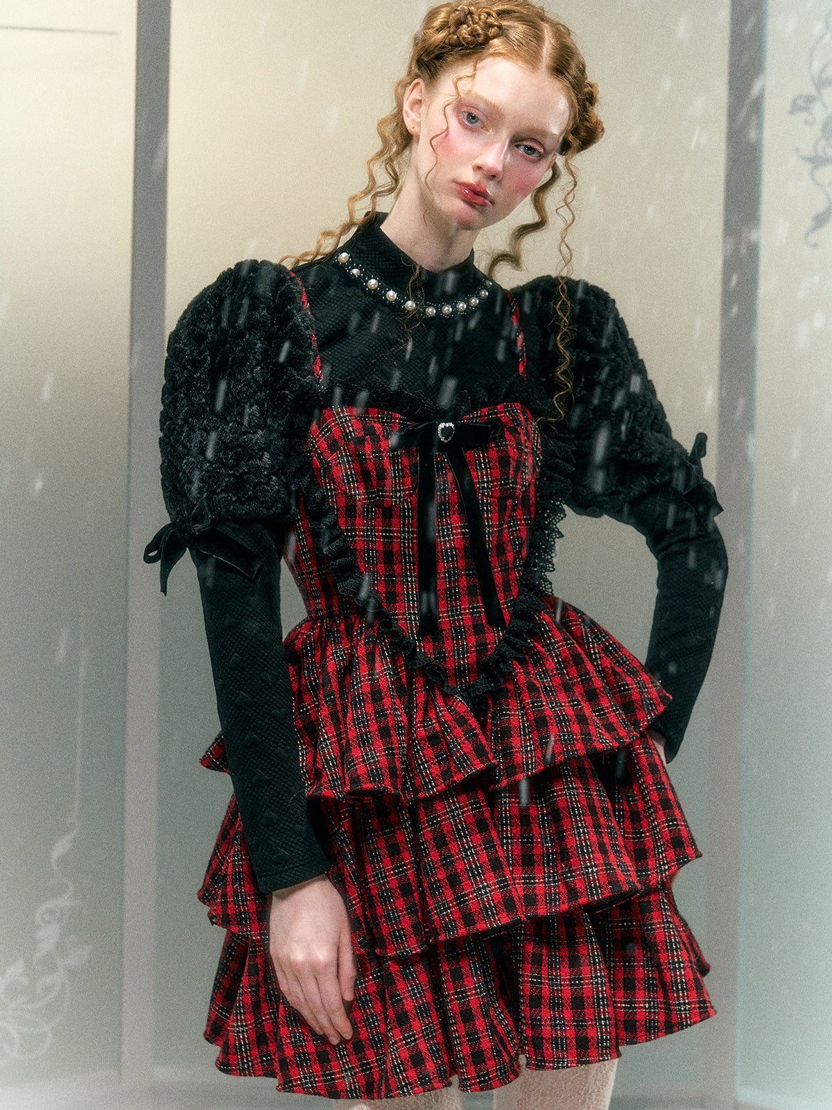 Plaid Heart Lace Suspender Cake Dress