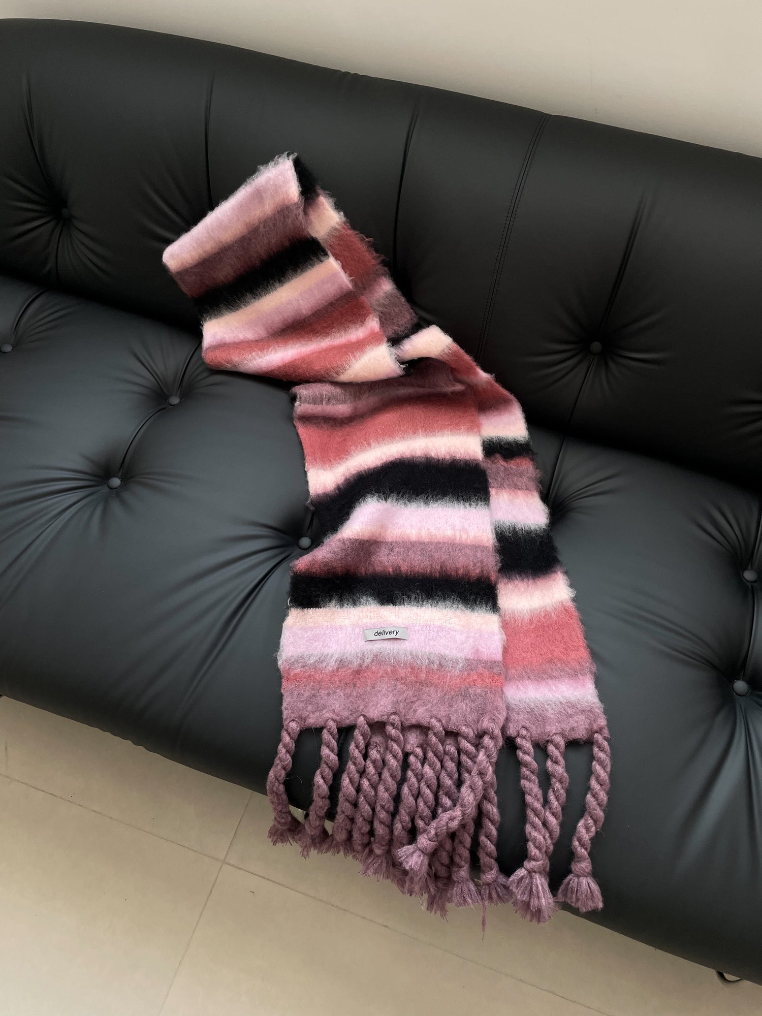 Unisex Border Wool Fluffily Casual Muffler