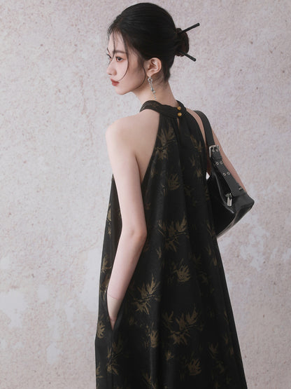 Bamboo American Sleeve Chinese Style A-Line Dress