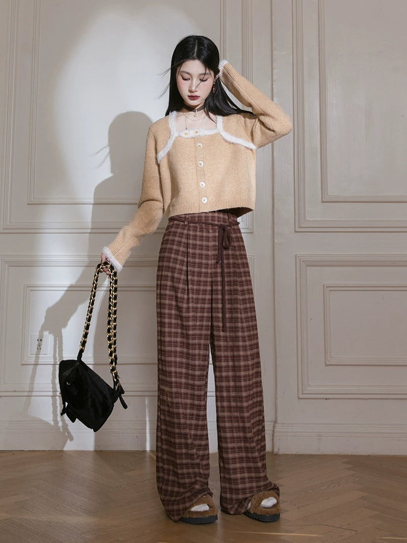 Square Neck Fake Two-piece Sweater