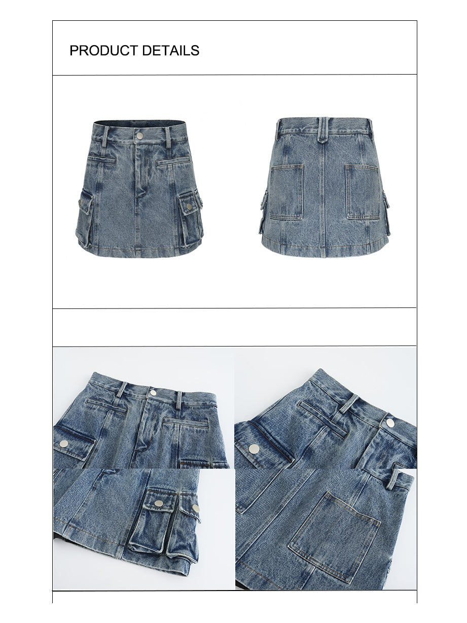 Retro Denim A-line Skirt