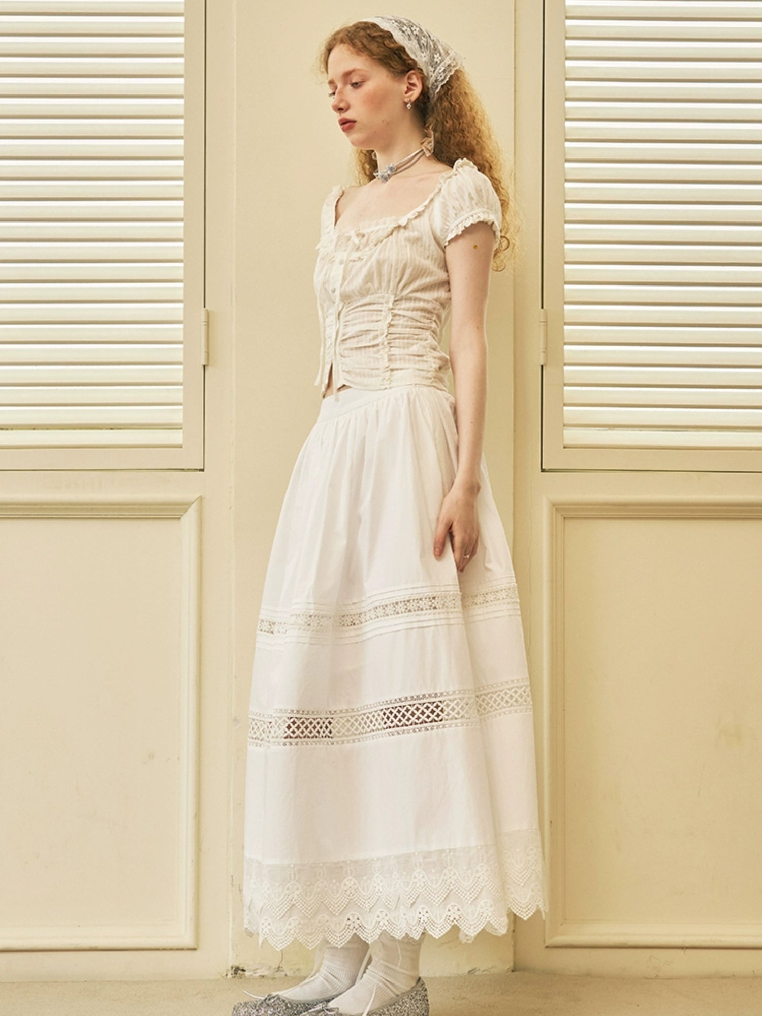 Girly Lace Splicing Long Skirt