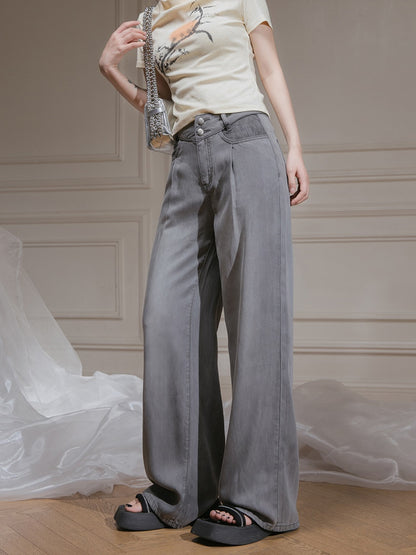 Tuck Design Wide Leg Pants