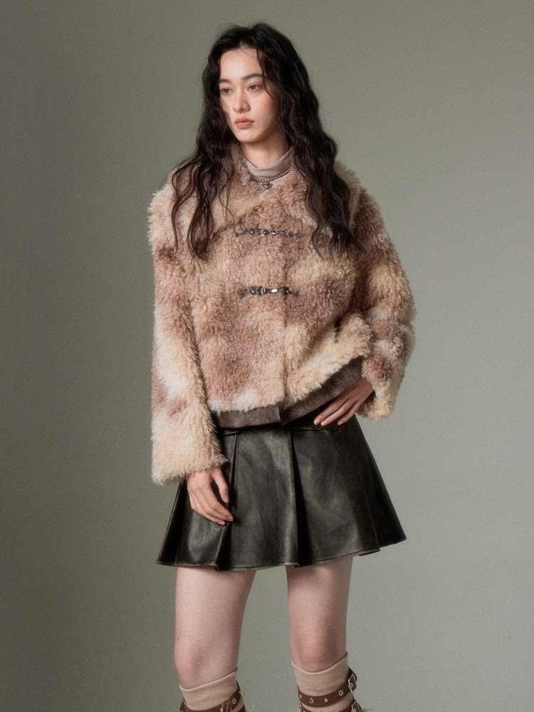 Marble Color Short Fur Jacket