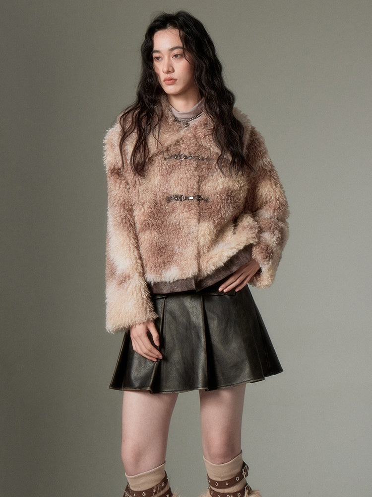 Smudged Color Fur Short Coat