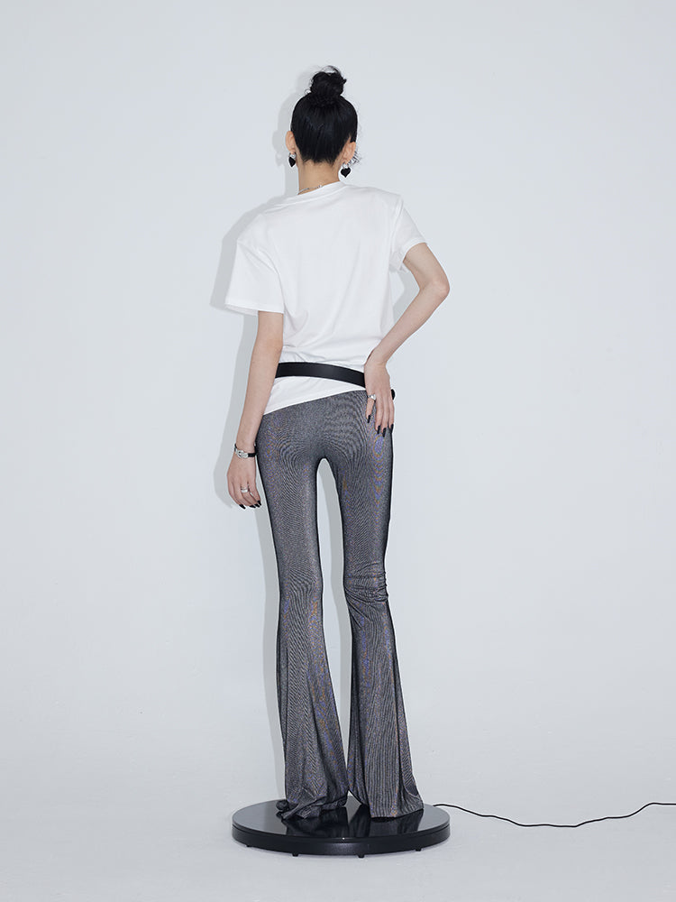 High Waist Thin Stretch Flared Trousers