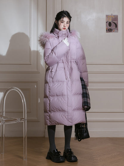 Diamond-shaped Pressed Long Down Jacket